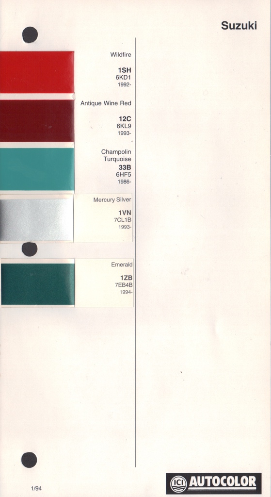 1986 - 1994 Suzuki Paint Charts Autocolor 3
